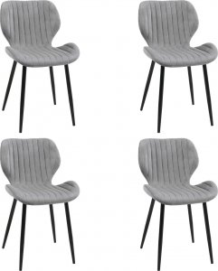 Fabryka Mebli Akord 4x Welurowe krzesło tapicerowane pikowane glamour SJ.17 Szare 1