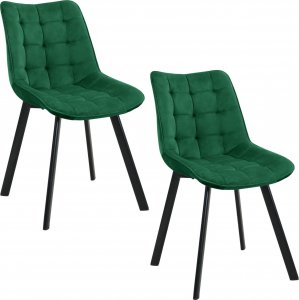 Fabryka Mebli Akord 2x Welurowe krzesło tapicerowane pikowane SJ.28 Butelkowa Zieleń 1