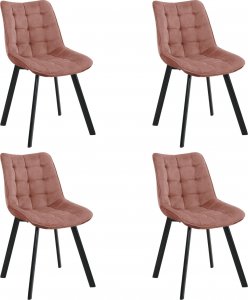 Fabryka Mebli Akord 4x Welurowe krzesło tapicerowane pikowane SJ.28 Różowe 1
