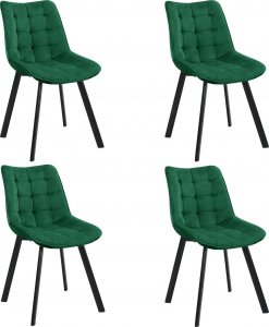Fabryka Mebli Akord 4x Welurowe krzesło tapicerowane pikowane SJ.28 Butelkowa Zieleń 1