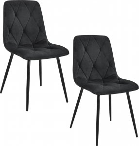 Fabryka Mebli Akord 2x Welurowe krzesło tapicerowane glamour pikowane SJ.3 Czarne 1