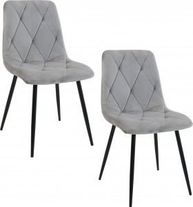Fabryka Mebli Akord 2x Welurowe krzesło tapicerowane glamour pikowane SJ.3 Szare 1