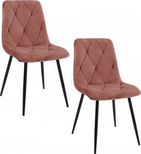 Fabryka Mebli Akord 2x Welurowe krzesło tapicerowane glamour pikowane SJ.3 Różowe 1