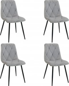 Fabryka Mebli Akord 4x Welurowe krzesło tapicerowane pikowane glamour SJ.3 Szare 1