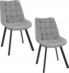 Fabryka Mebli Akord 2x Welurowe krzesło tapicerowane pikowane SJ.22 Szare 1