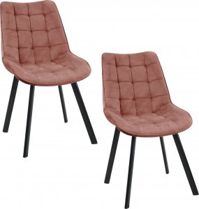 Fabryka Mebli Akord 2x Welurowe krzesło tapicerowane pikowane SJ.22 Różowe 1