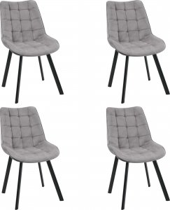 Fabryka Mebli Akord 4x Welurowe krzesło tapicerowane pikowane SJ.22 Szare 1