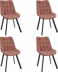 Fabryka Mebli Akord 4x Welurowe krzesło tapicerowane pikowane SJ.22 Różowe 1