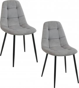 Fabryka Mebli Akord 2x Welurowe krzesło tapicerowane glamour pikowane SJ.1 Szare 1