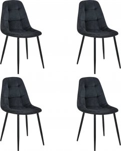 Fabryka Mebli Akord 4x Welurowe krzesło tapicerowane pikowane SJ.1 Czarne 1