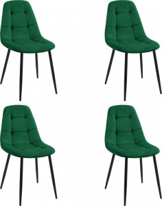 Fabryka Mebli Akord 4x Welurowe krzesło tapicerowane pikowane SJ.1 Butelkowa Zieleń 1