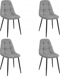 Fabryka Mebli Akord 4x Welurowe krzesło tapicerowane pikowane SJ.1 Szare 1