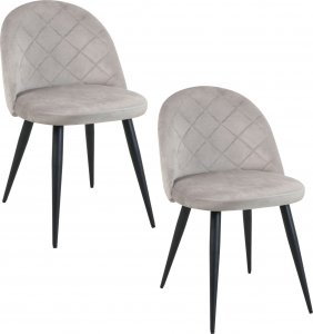 Fabryka Mebli Akord 2x Welurowe krzesło tapicerowane pikowane SJ.077 Beżowe 1