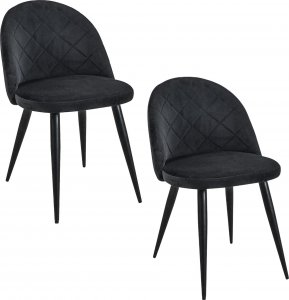 Fabryka Mebli Akord 2x Welurowe krzesło tapicerowane pikowane SJ.077 Czarne 1