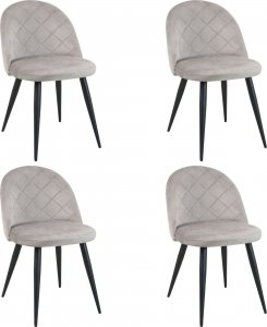 Fabryka Mebli Akord 4x Welurowe krzesło tapicerowane pikowane glamour SJ.077 Beżowe 1