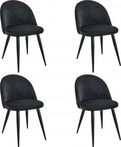 Fabryka Mebli Akord 4x Welurowe krzesło tapicerowane pikowane glamour SJ.077 Czarne 1