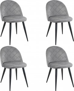 Fabryka Mebli Akord 4x Welurowe krzesło tapicerowane pikowane glamour SJ.077 Szare 1