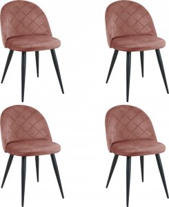 Fabryka Mebli Akord 4x Welurowe krzesło tapicerowane pikowane glamour SJ.077 Różowe 1