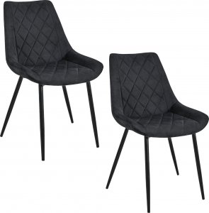 Fabryka Mebli Akord 2x Welurowe krzesło tapicerowane pikowane SJ.0488 Czarne 1