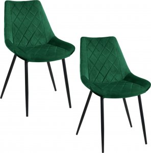 Fabryka Mebli Akord 2x Welurowe krzesło tapicerowane pikowane SJ.0488 Butelkowa Zieleń 1