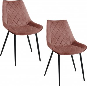 Fabryka Mebli Akord 2x Welurowe krzesło tapicerowane pikowane SJ.0488 Różowe 1