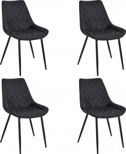 Fabryka Mebli Akord 4x Welurowe krzesło tapicerowane glamour pikowane SJ.0488 Czarne 1