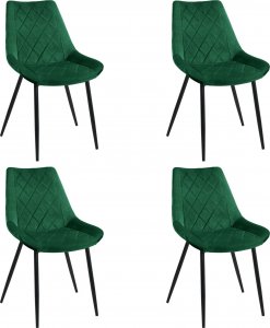 Fabryka Mebli Akord 4x Welurowe krzesło tapicerowane glamour pikowane SJ.0488 Butelkowa Zieleń 1