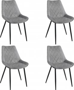 Fabryka Mebli Akord 4x Welurowe krzesło tapicerowane glamour pikowane SJ.0488 Szare 1