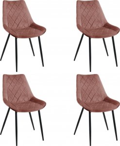 Fabryka Mebli Akord 4x Welurowe krzesło tapicerowane glamour pikowane SJ.0488 Różowe 1
