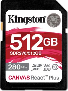 Karta Kingston Kingston SDXC 512GB Canvas React Plus SDXC UHS-II 280R/100W U3 V60 1