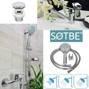 Sotbe SOTBE GAULA bateria wannowa ścienna + bateria umywalkowa obrotowa 2