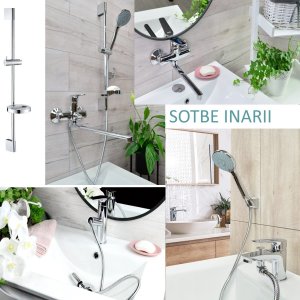 Sotbe ZESTAW INARI bateria nawannowa stojąca + bateria umywalkowa z wyciąganą wylewką 9