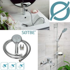 Sotbe SOTBE INARI bateria wannowa ścienna + bateria umywalkowa z wyciąganą wylewką 2