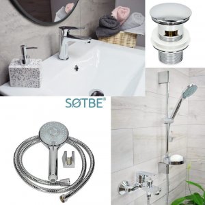 Sotbe SOTBE INARI bateria wannowa ścienna + bateria umywalkowa stojąca 2