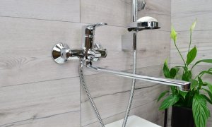 Sotbe SOTBE INARI bateria wannowa ścienna z długą ruchomą wylewką + bateria umywalkowa z wyciąganą wylewką 7