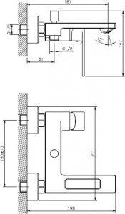 Sotbe SOTBE LOFT SVART bateria wannowa ścienna + wysoka bateria umywalkowa ruchoma 5