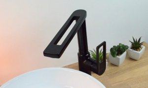 Sotbe SOTBE LOFT SVART bateria wannowa ścienna + wysoka bateria umywalkowa ruchoma 8