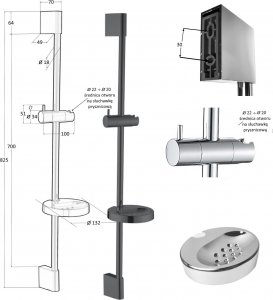 Sotbe SOTBE LOFT SVART Zestaw bateria prysznicowa + bateria umywalkowa stojąca + drążek prysznicowy 80 cm 9