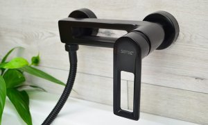 Sotbe SOTBE LOFT SVART Zestaw bateria prysznicowa + bateria umywalkowa wysoka + drążek prysznicowy 80cm 7