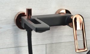 Sotbe SOTBE LOFT SVART GOLD bateria wannowa ścienna + bateria umywalkowa stojąca ROSE GOLD 5