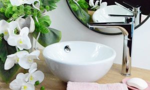 Sotbe SOTBE MALSELVA bateria wannowa 3-otworowa + bateria umywalkowa wysoka obrotowa 4