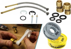 Sotbe SOTBE LOFT SVART GOLD Zestaw bateria prysznicowa + bateria umywalkowa wysoka + drążek prysznicowy 80cm 11