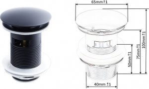 Sotbe SOTBE LOFT SVART GOLD Bateria prysznicowa + umywalkowa stojąca czarno złota z korkiem klik klak BLACK ROSE GOLD 13