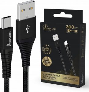 Kabel USB ExtraLink Extralink Smart Life Braided 15W USB Type-A to Type-C 2m Czarny | Kabel USB | 5V 3A 1