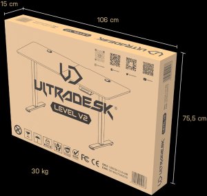 Biurko Ultradesk Level V2 RED Czarne 140 cm x 68 cm Czerwona podkładka 11