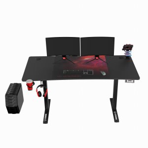 Biurko Ultradesk Level V2 RED Czarne 140 cm x 68 cm Czerwona podkładka 2