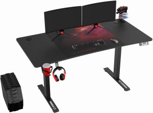 Biurko Ultradesk Level V2 RED Czarne 140 cm x 68 cm Czerwona podkładka 3