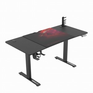 Biurko Ultradesk Level V2 RED Czarne 140 cm x 68 cm Czerwona podkładka 6
