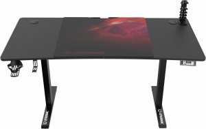 Biurko Ultradesk Level V2 RED Czarne 140 cm x 68 cm Czerwona podkładka 7