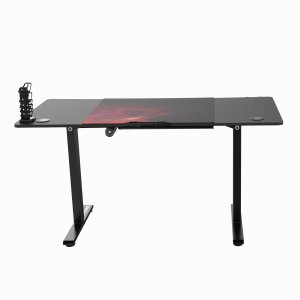 Biurko Ultradesk Level V2 RED Czarne 140 cm x 68 cm Czerwona podkładka 9